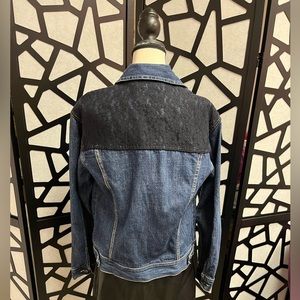 Forever 21 jean jacket with black lace detailing